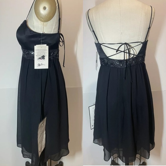 NWT Oc By Oc Silk Party Dress Size 6 Style 2905 Black With Beading - Picture 6 of 8